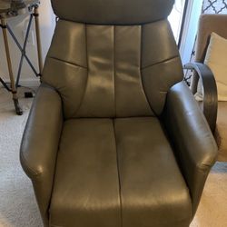 Recliner Swivel Leather Grey Chair 