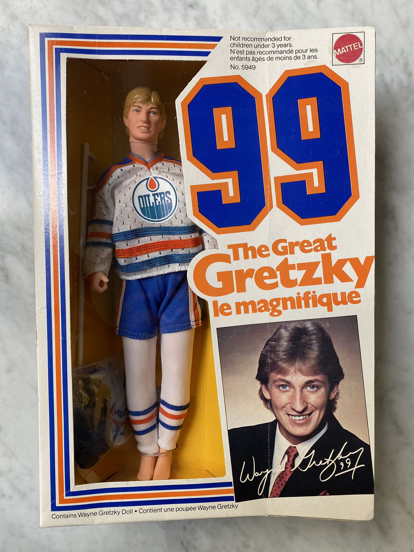VINTAGE 1983 MATTEL NHL GREAT WAYNE GRETZKY OILERS 99 12" DOLL ACTION FIGURE