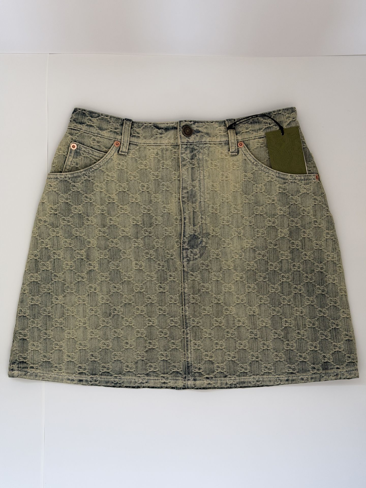 Bnwt Gucci Monogram Denim GG Mini Skirt