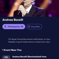 Andrea Bocelli concert Philadelphia Wells Fargo