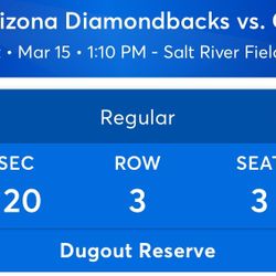 Spring Training, Tickets Diamondbacks V White Sox. 