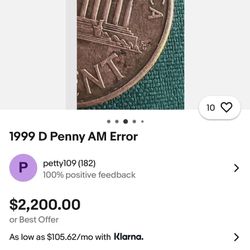 1999D Multiple Errors Off Strike Rim Off Center Strike 1999D