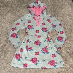 Betsey Johnson Women Gray Floral Fleece Tunic Sleep Dress