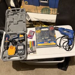 Ryobi 12V Cordless Drill + Mastercraft Corded Drill & Ryobi Bit Set