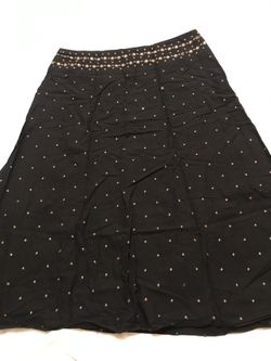 Ladies black brown polka dot a-line Liz Claiborne skirt size 8