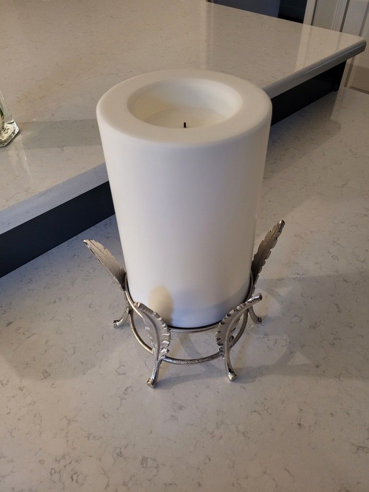 Large Flameless Candle & Holder 