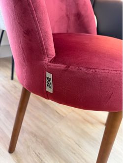 3 Dutch Bone side/accent/barrel/dining chairs red velvet set
