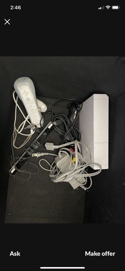Wii + Stand / Sensor + Remotes And Nunchuck + Cables