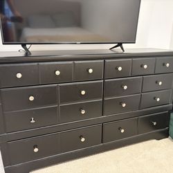 Black modern dresser and nightstand