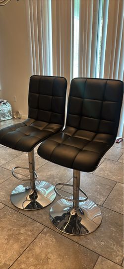 Black Tufted Bar Stools Set of 2
