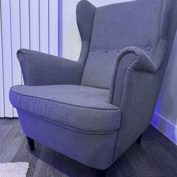 STRANDMON IKEA Dark Grey  Wing CHAIR & matching OTTOMAN SET