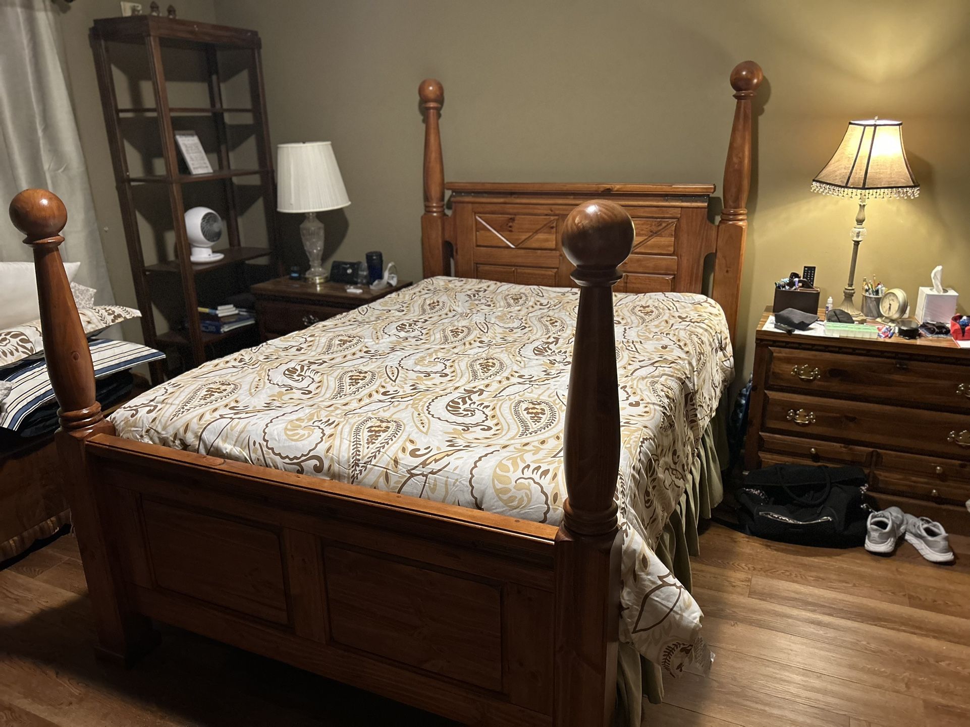 Queen Size Bed, Mattress And 2 Nights Stands