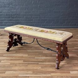 Vintage Spanish Baroque Carved Mahogany Bench, c.1950’s
- Delivery Available