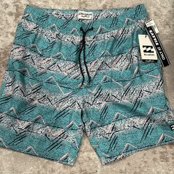 BILLABONG Good Times Layback Blue Jubilee Mens Volley Shorts Mens Medium