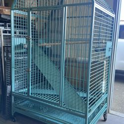 Green XXLarge Strong 40” X 30” X 70”H Dome Top Parrot Bird Home Cage With Wheels 