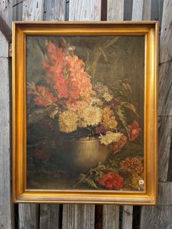 Vintage Antique Still Life Oil Painting