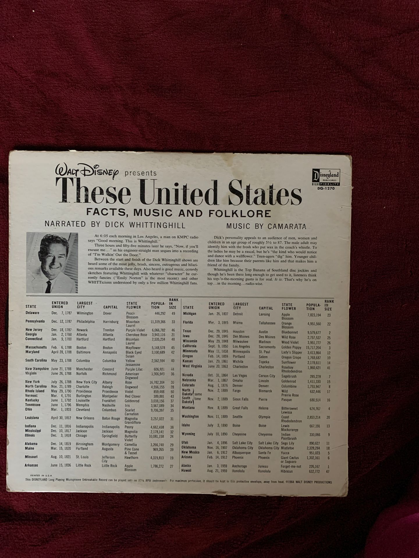 Walt Disney These United States vinyl DQ 1270