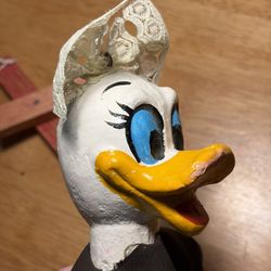 Vintage Whimsical Folk Art Duck String Puppet Daisy Duck Style