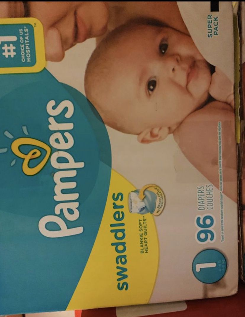 Pampers diapers/pañales size 1 Swaddlers