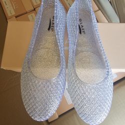 Silver Glitter Slip Ons