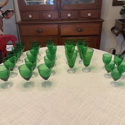 Antique Green Glass Glassware  For All