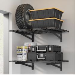 Heavy Duty Garage Wall Shelving QTY 1, 2x3ft, Black, Wall Mounted
