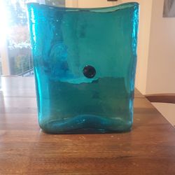 Hand-blown Teal Vase Crate And Barrel 
