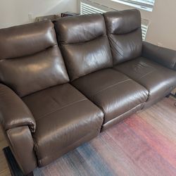 Brown Leather Reclining Sofa Couch