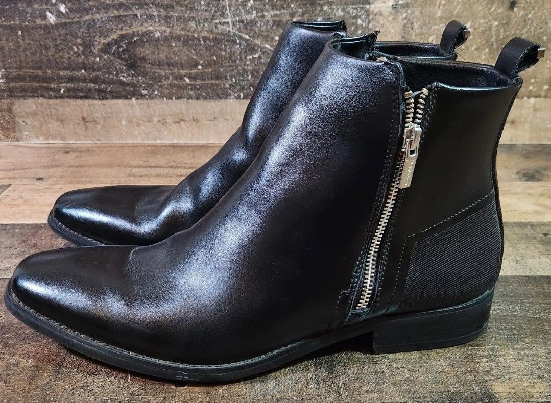 Calvin Klein Raxton Dual Zip Boots Black Mens Size 11