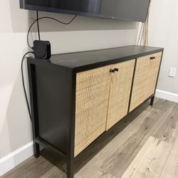 Black Rattan Storage Cabinets (2)