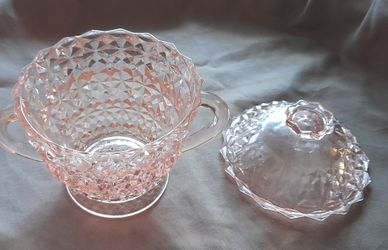 Pink Depression Glassware Sugar Bowl