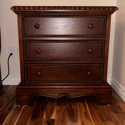 Dark Cherry Wood Nightstand 