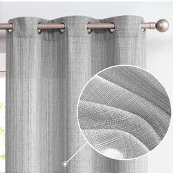 jinchan Curtains Linen Textured Casual Weave Curtain for Living Room Bedroom Win