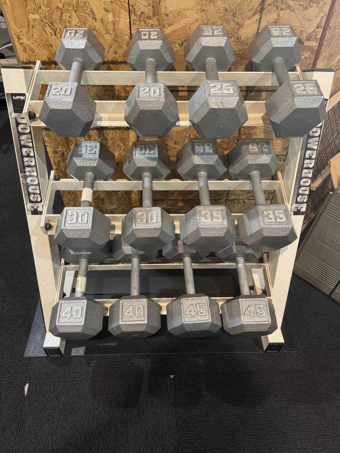 PowerHouse Fitness Cast Hex Dumbbell With Rack