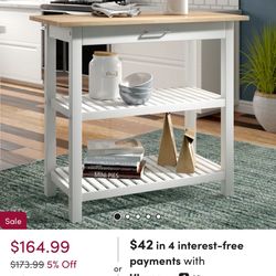 Brand New, Never Opened 40” White Kitchen Island 