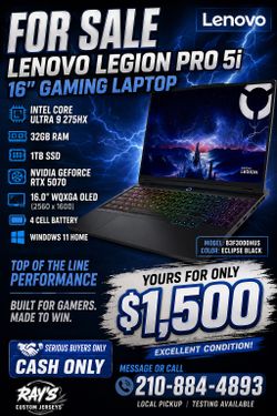 Lenovo Legion Pro 5i 16” OLED Gaming Laptop