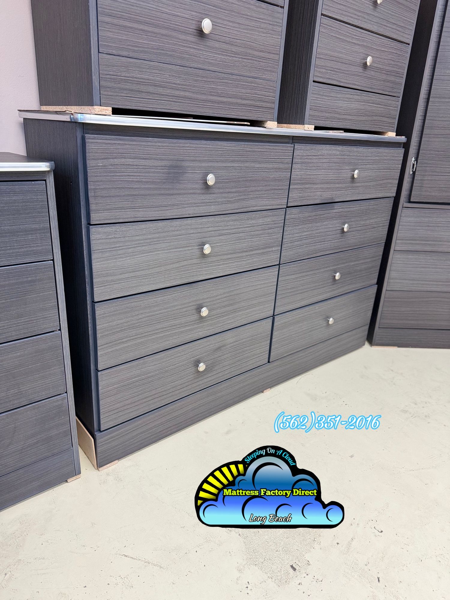 Eight Drawer Dresser Grey With Rails New Comoda Cajonera