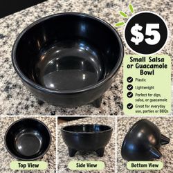 Small Black Plastic Salsa Guacamole Bowl