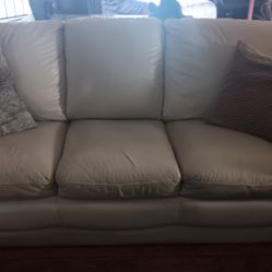 Leather Cream Colored Couch