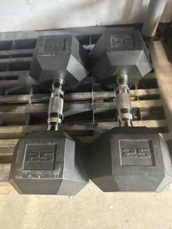 Pair of 25 lb Hex Dumbbells – 50 lb Total