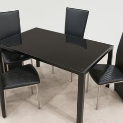 5 PCS Glass Dining Kitchen Table Set Modern