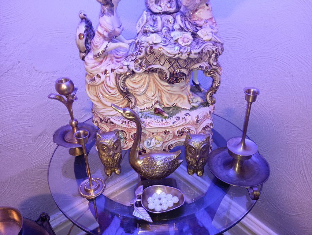 Rare Italian Lamp With Antique Brass, Pristine Condition ,