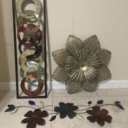 Three Piece Metal Design Wall Hangings