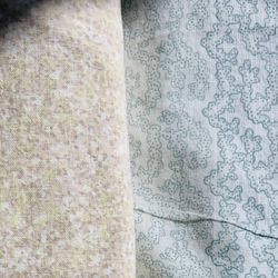 Fa-39 Vintage Cotton Fabric: Tan And Green Shades