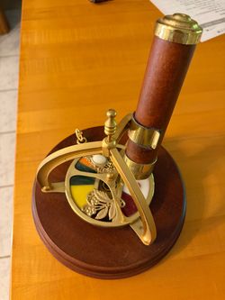 Decorative Brass and Wood Kaleidoscope Stand