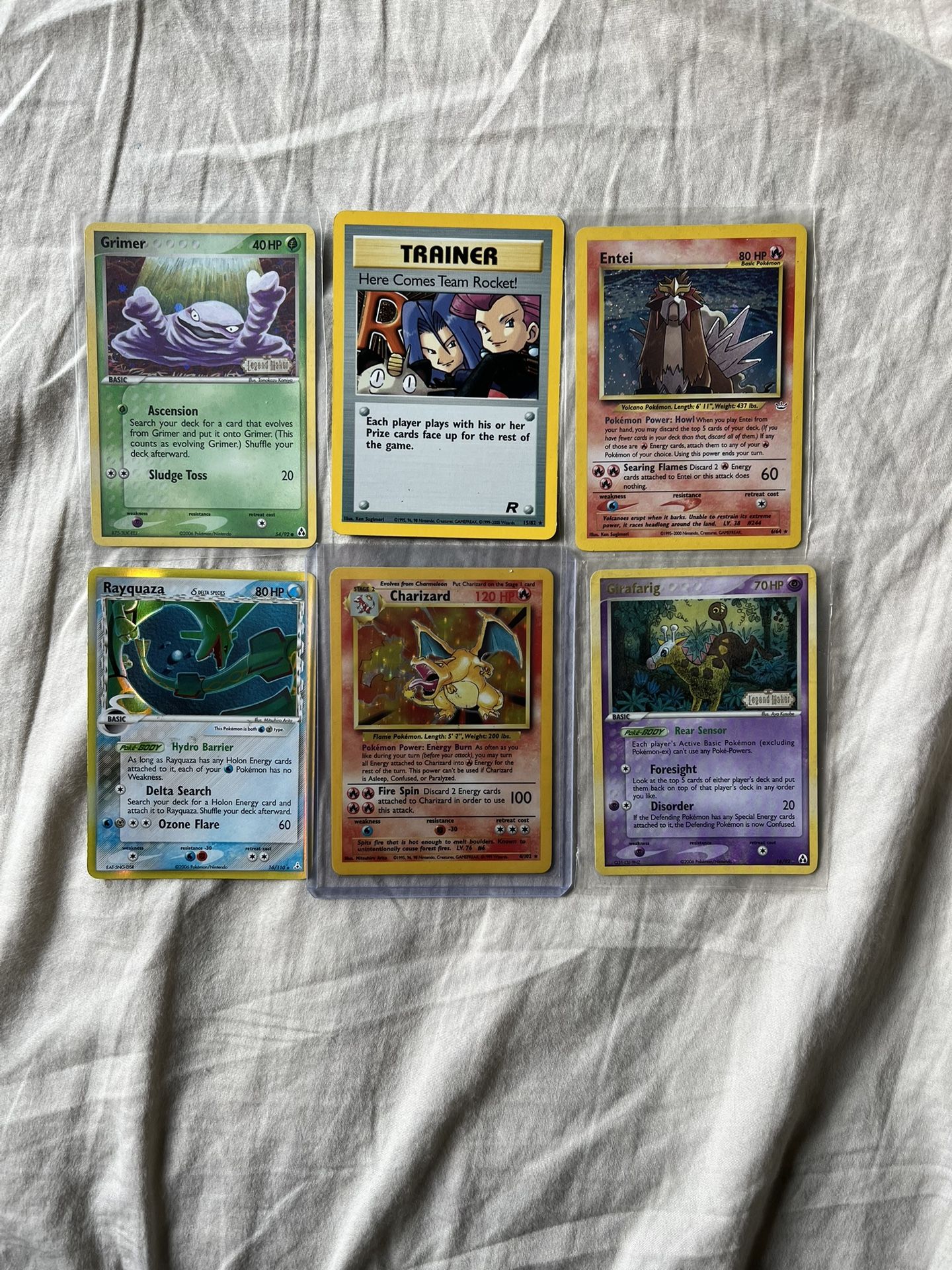 Pokémon Cards Holos! (base Set Charizard, Rayquaza, Entei, Here Comes Team Rocket)