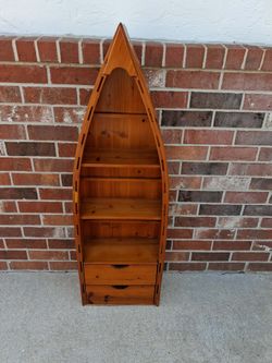 Boat Shape Bookcase  / Display with 2 Lower Drawers For Storage.
