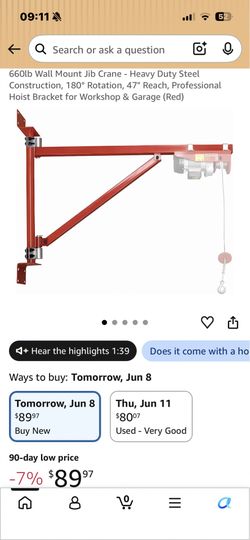 660 lbs Wall Mount Jib Crane