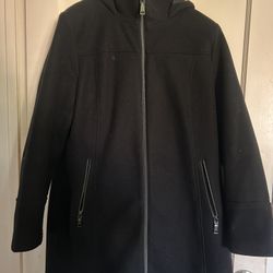 VINCE CAMUTO BLACK HOODED FULL ZIP JACKET LARGE