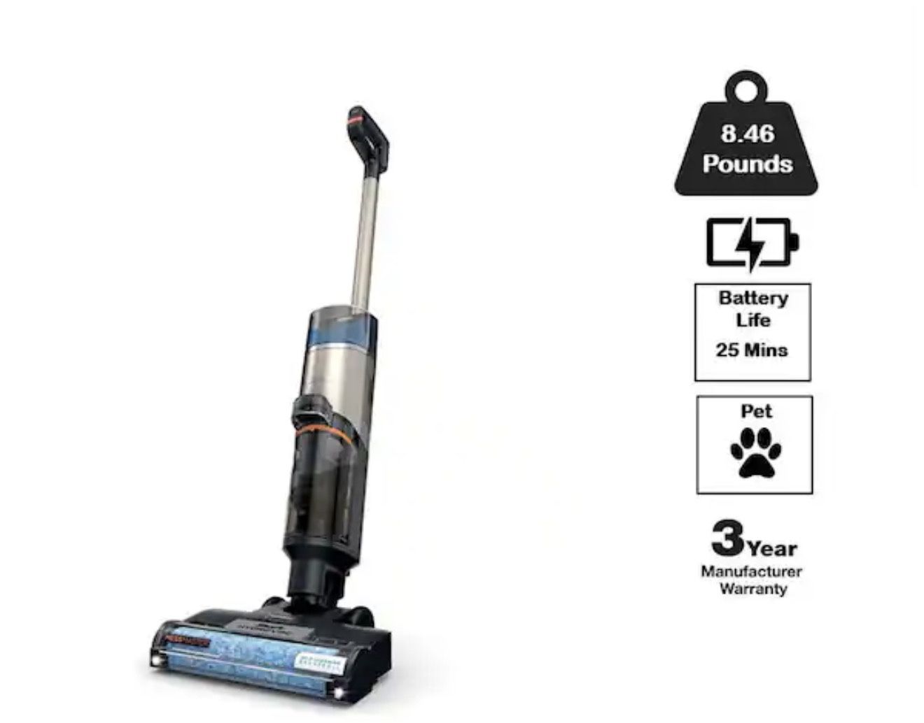 Shark HydroVac MessMaster 3-in-1 Cleaner Bagless, Cordless, Washable Filter, Stick Vacuum Blue